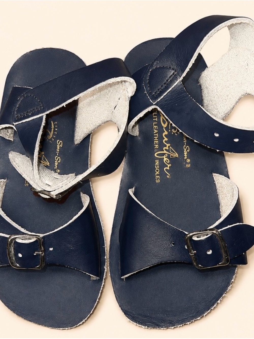 Kids Salt Water Sandals by Hoy Navy Blue Leather Kids Sandals